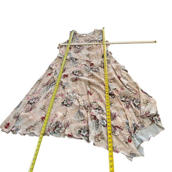 Sundance Floral Maxi XL Boho Fairycore Sleeveless Ruffle Asymmetrical Hem Blush - Picture 5 of 11